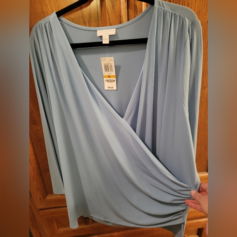 Charter Club Soft Blue Draped Blouse